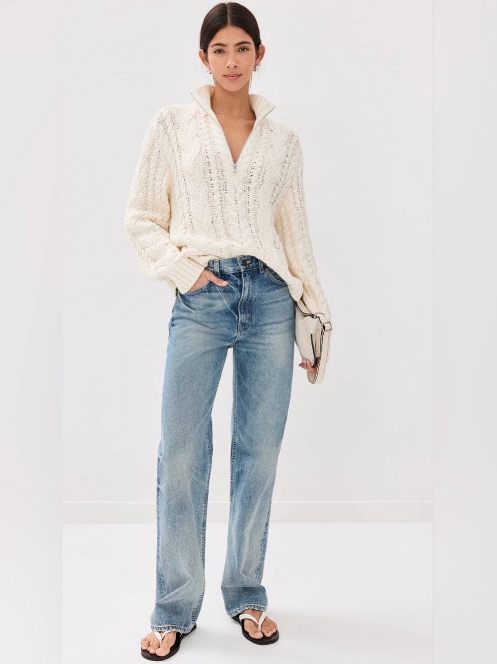 Jenni Kayne Cotton Cable Half Zip